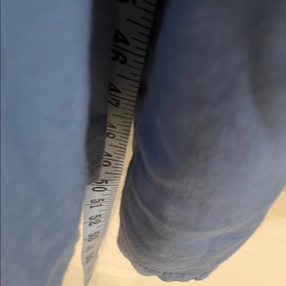 Magari Slate Blue 3/4 Puff Sleeve Button Down Tiered Pocketed Sundress - Picture 14 of 14